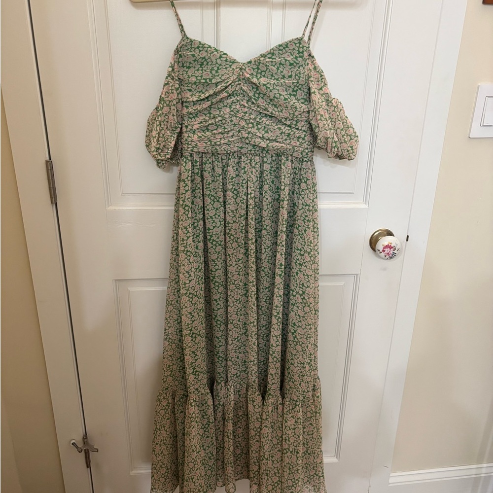 Bardot Green Floral Midi Dress